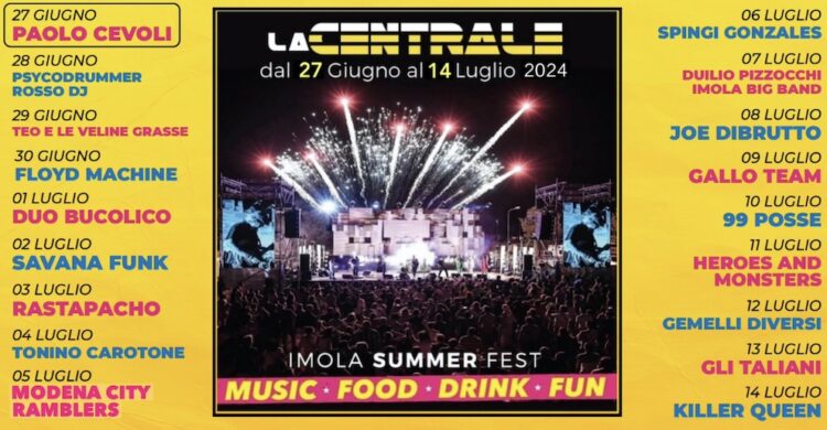 Programma  “La Centrale” Imola dal 27 Giugno al 14 Luglio 2024