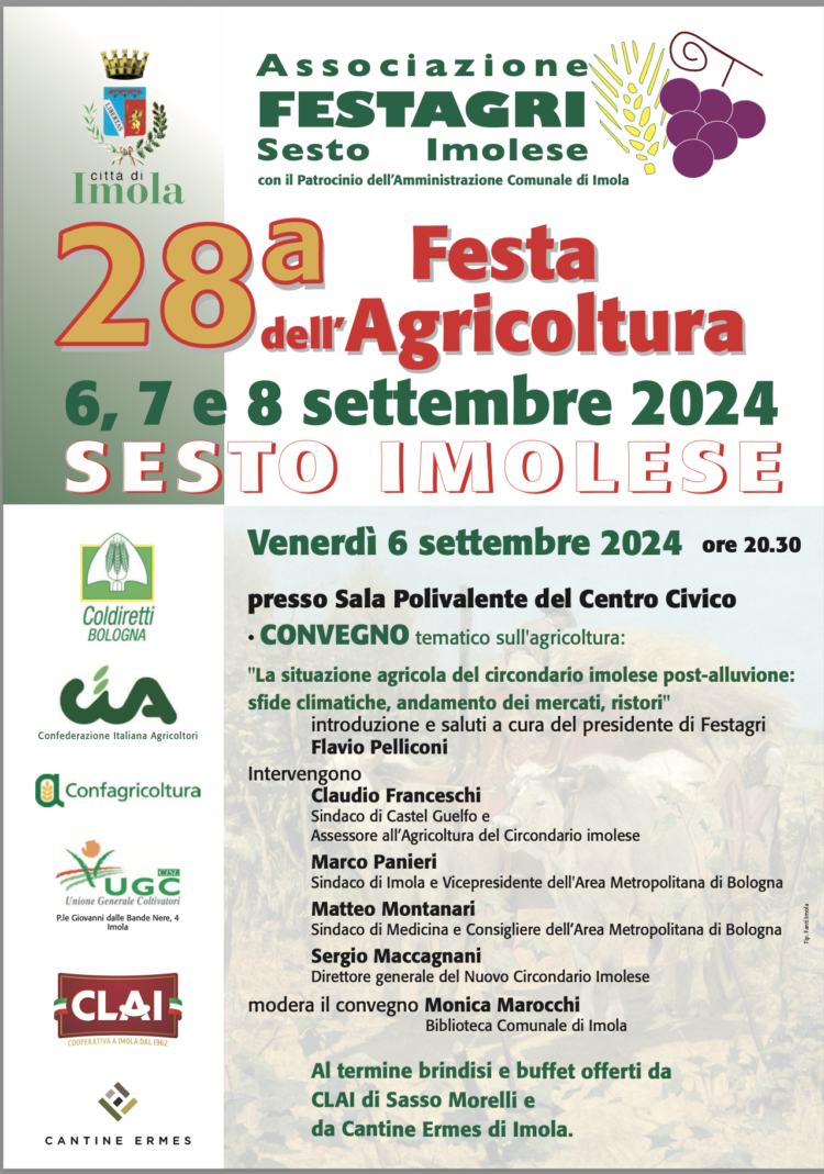 IL Sindaco di Imola PANIERI MARCO e altre Autorita’ Presenti al Convegno di Apertura della Festa dell’Agricoltura di Sesto Imolese  6  Settembre 2024